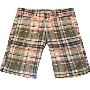 Vintage Y2K Abercrombie & Fitch Bermuda Shorts Low Rise Plaid Sz 00/0 Stretch